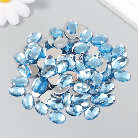 Decor for creativity Plastic "Rhil of oval. Light-blue" set of 150 pcs 1x1.4 cm-2