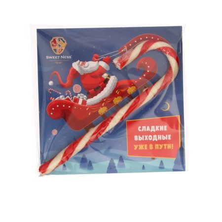 New Year. Caramel candy curly Sweet Ness "Postcard with a cane", 30 g-3
