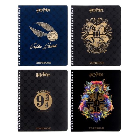 Notebook of 48 sheets in the cage on the crest "Harry Potter", covered cardboard, matte lamination, 3D foil, offset block, 4 types of mix