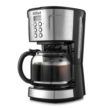 Coffee machine KitFort KT-731, drip, 900 watts, 1.6 l, silver-black