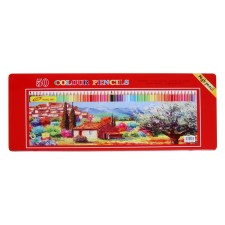 Pencils 50 colors, in a metal pencil case, the hull is hexagonal, sharpened