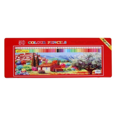 Pencils 50 colors, in a metal pencil case, the hull is hexagonal, sharpened