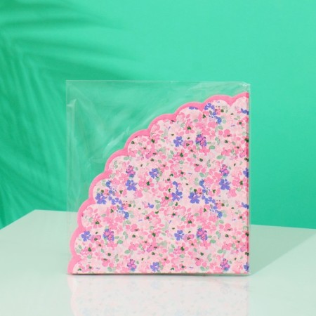 Round napkin 32 cm 12pcs/unnstake "Flowers" pink