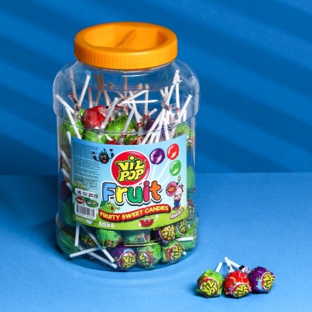Caramel candies on the Vil Pop stick with chewing gum (Bubble Gum + Fruit), 16 g-1