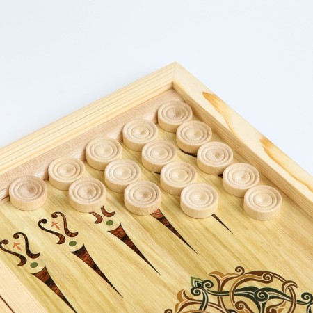 Backgammon "real man", wooden board 50 x 50 cm, with a field for playing checkers-3
