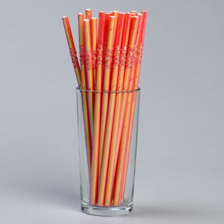 Cocktail tubes with corrugation, in a set 25 pieces, pink color-1