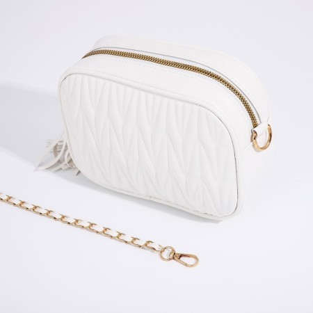 Bag Cross-Bodi with a zipper, white color-4