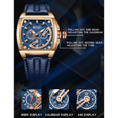 Women's watch, D-4.8 cm, chronograph, luminous, waterproof, leather strap, s.-1