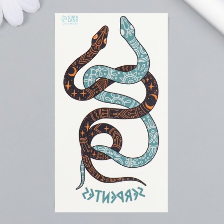 Tattoo on the body color "Two snakes. Heavenly patterns" 10.5x6 cm-1