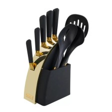 Set of knives and kitchen supplies Lenardi, on a stand, 8 items