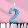 Candle in the Cake "Fine", number "2", blue metallic, 6.5 cm