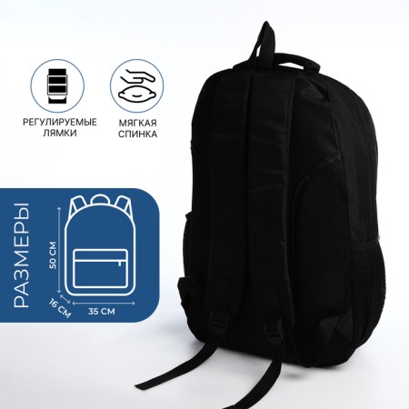 Youth backpack from textiles on lightning, 4 pockets, black/blue color-1