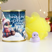 New Year. Symbol 2025. A set in the Cozy Year can of the snake soap + washcloth