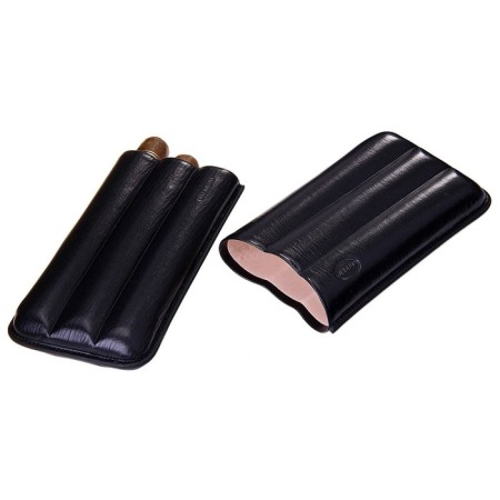 Black cigarette case for 3 cigars D 2.4 cm, 18.5 × 10 × 4 cm