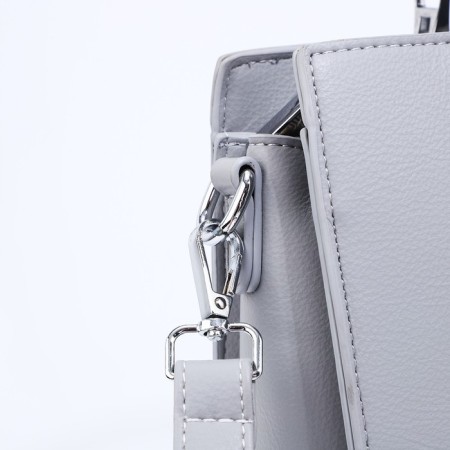 Lightning tout bag, outer pocket, long belt, gray color-4