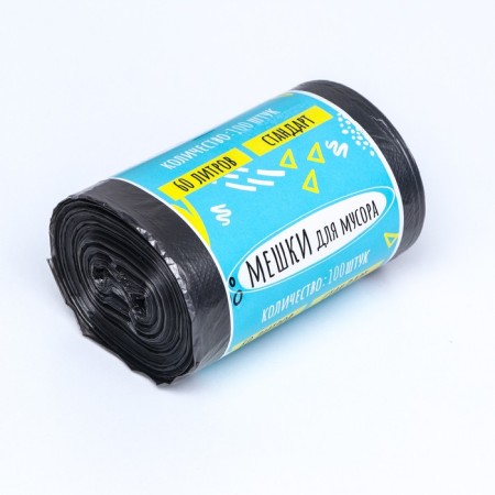 Garbage bags in the roll "Upakland" 60 l, black, PND, 9 μm, 100 pcs