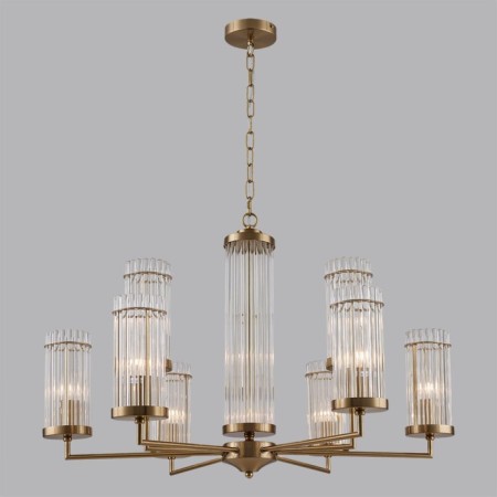 Lumion chandelier. Ellow, 9x40W, E14, 710-930x750x750 mm, brass color