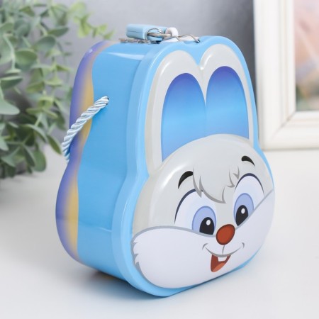 Piggy bank Metal with a lock "Bunny/bunny" mix 12x9x14 cm-3