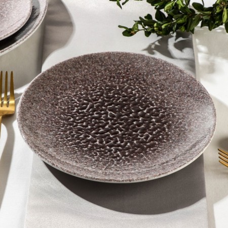 Porcelain plate flat Natur Sand, D = 20 cm, brown color-1