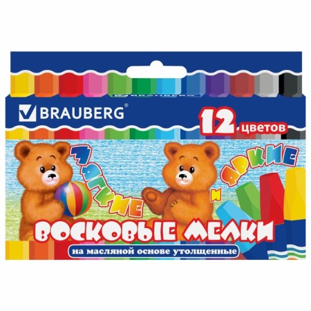 Loars of wax 12 colors Brauberg, thickened, hexagonal, oil -based-1