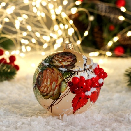 Ball "mountain ash with cones" mix 9.5 cm-4