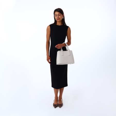Women's bag with lightning, textura, average size, white color-9