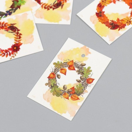 Cardboard "Autumn Wreath" set 10 pcs (5 types) 4x6 cm-2