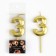 Candle figure for the cake "3", gold, 2.5 x 8 cm.