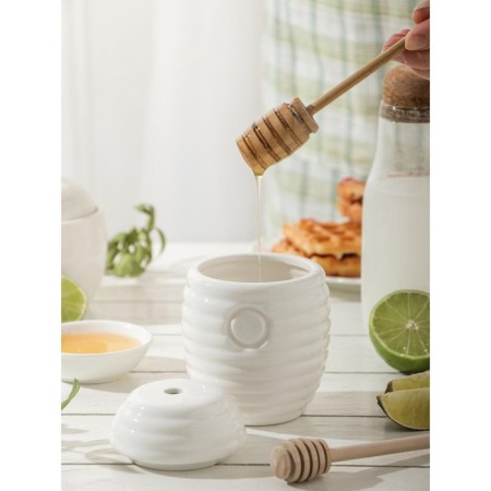 Porcelain capacity for honey with a spoon Bellatenero, 300 ml, white color-9
