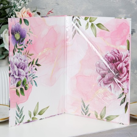 Certificate of marriage "Flowers" pink background, A4-3