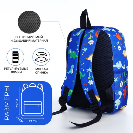 A backpack with a zipper, external pocket, dark blue color-1