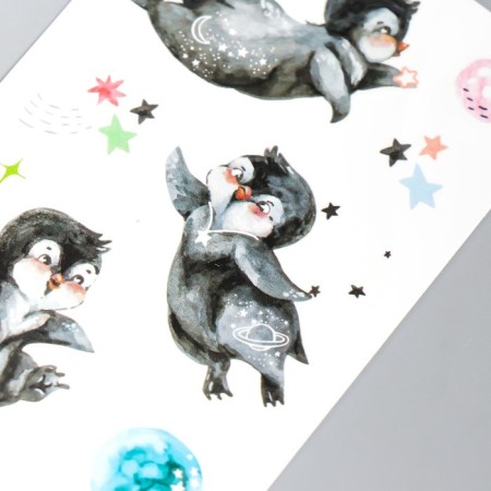 Tattoo on the body color phosphorus "raccoon/penguins" mix 6x10.5 cm-3