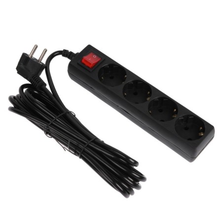 Network filter 5Bits SP4B-250 4S, 4 sockets, 5 m, 10 A, 3x0.75 mm2, with salary, with off., Black-1