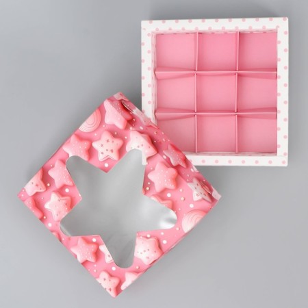 Box for sweets, confectionery packaging, 9 cells, “sweets”, 14.7 x 14.7 x 3.5 cm-2