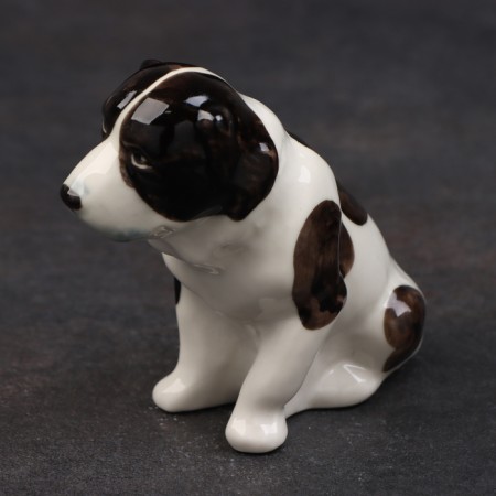 Porcelain figurine "Alabai Black-white", 10 cm, copyright painting-1