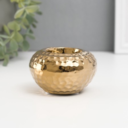 Ceramics Climber for 1 candle "rain drops on the ball" d = 4 cm gold 8x8x5 cm-1