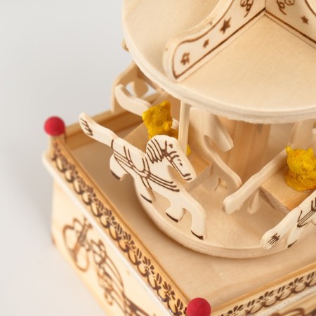 Souvenir musical mechanical tree "Carousel - Bear on the horse" 10x10x19 cm-2