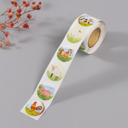 Stick Paper "Animals in the village" d = 2.5 cm 252 pcs in the roll-1