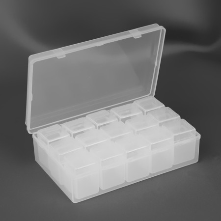 A set of containers for needlework, 15 pcs, 2.5 × 2.3 × 3.4 cm, in a container, 13.5 × 8.5 × 3.8 cm, the color is transparent-1