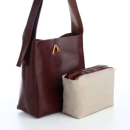 Women's bag on the Textura screw castle, small size, brown color-3