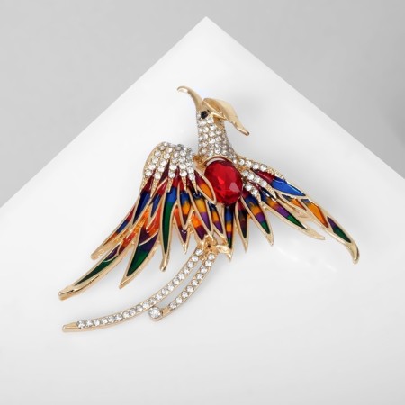 Brooch "Firebird", colored in gold