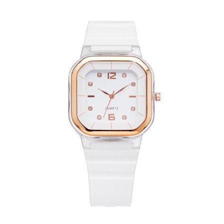 Women's watch, 4.1 x 4.1 cm, silicone strap, white-2