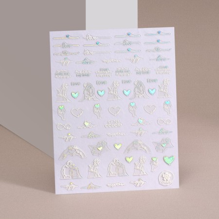Nail stickers 10.2*8cm Together CJ-128 silver substrate QF-1