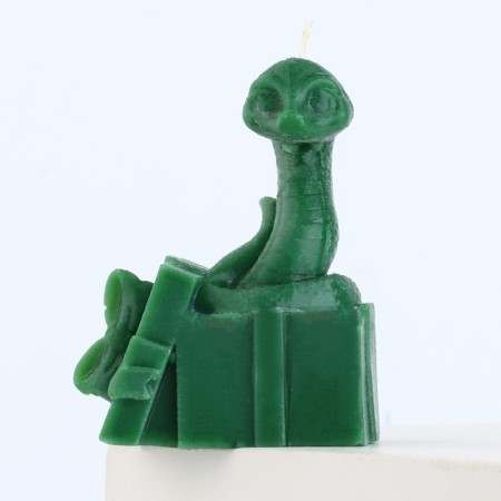 New Year's Equal candle “New Year: a snake with a gift”, green 77 x 61 x 35-1