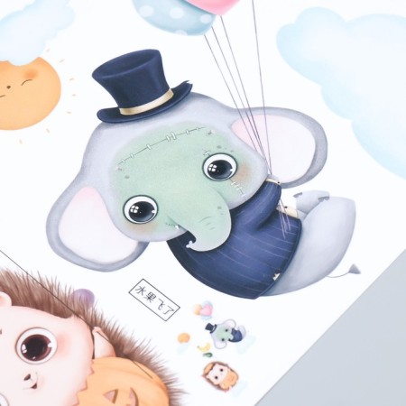 Sticker Plastic Interior color "Elephant and Hedgehog" 30x20 cm-2