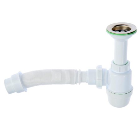 AKVater siphon for washing, 1 1/2 "x 40 mm, small, elongated neck, with corrugated 40x40/50 mm