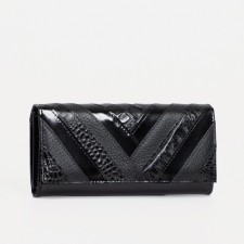 Women's wallet on the button, Textura, black color