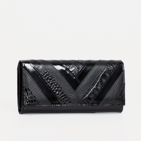 Women's wallet on the button, Textura, black color