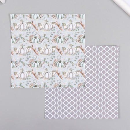 A set of scrapbooking paper 24 sheets 12 projects "pumpkins and flowers" 160 grams 15.2x15.2 cm-2