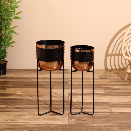 Kashpo on the stand "SLIMO" metal (set 2 pcs), diameter 24 and 19 cm